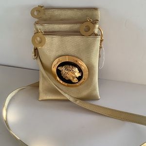 Nima Gold with Jaguar head crossbody purse New